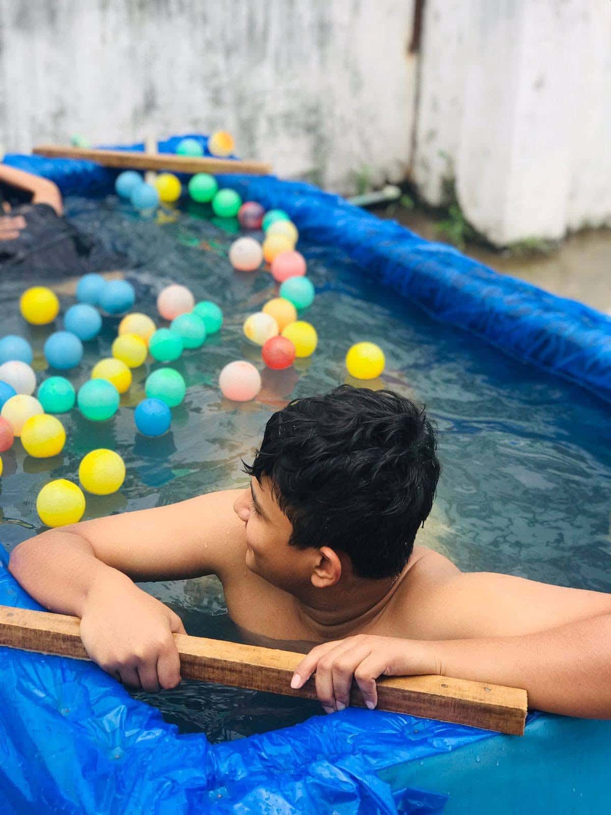 Swimming lesson in the pool